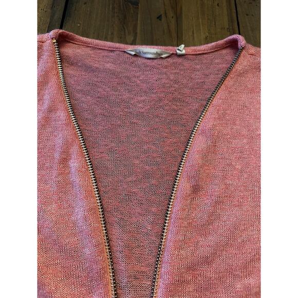 Soft Surrounding Women’s Valentina Zip Sweater Pink Size Medium Knit Top V-neck - Picture 3 of 10